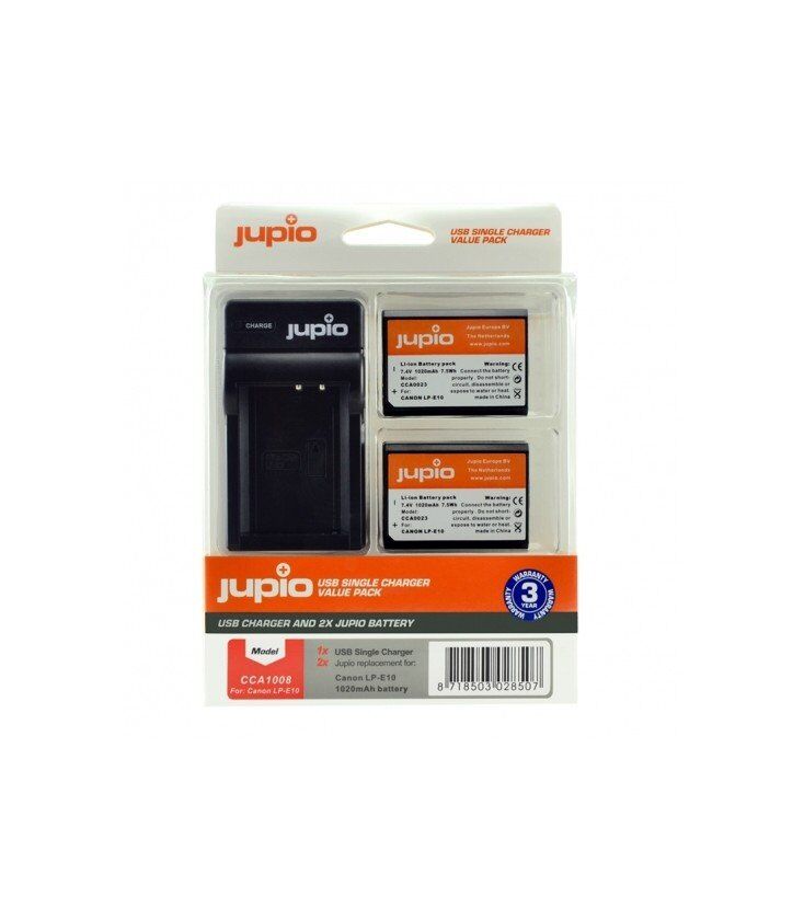 Jupio 2 Baterias Lp-e10 Canon + Cargador Usb (cca1008)