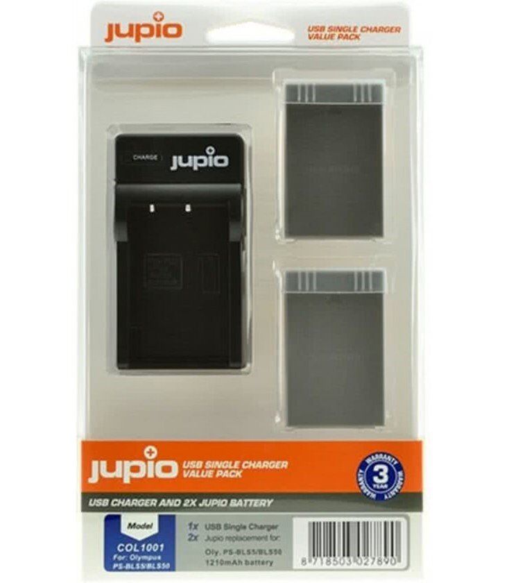 Jupio 2 Baterias Bls-5/ps-bls50 1210mah  Olympus + Kit Cargador Usb (col1004)