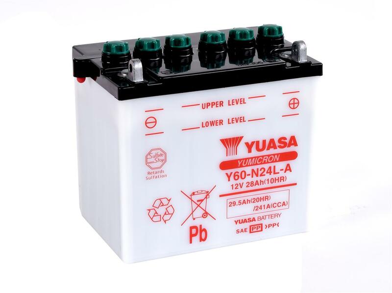 YUASA Batería  Convencional Sin Acid Pack - Y60-N24L-A Batería sin paquete ácido -