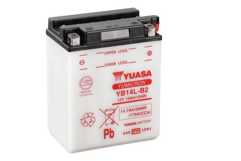 YUASA Batería  Convencional Sin Acid Pack - YB14L-B2 Batería sin paquete ácido -