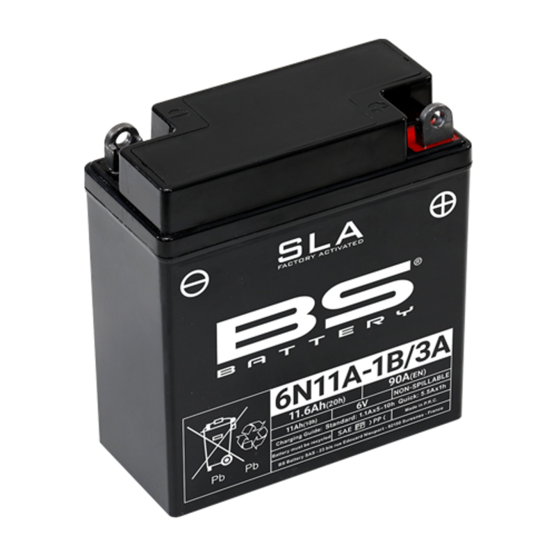 BS Battery Batería SLA libre de mantenimiento activada de fábrica - 6N11A-1B / 3A -