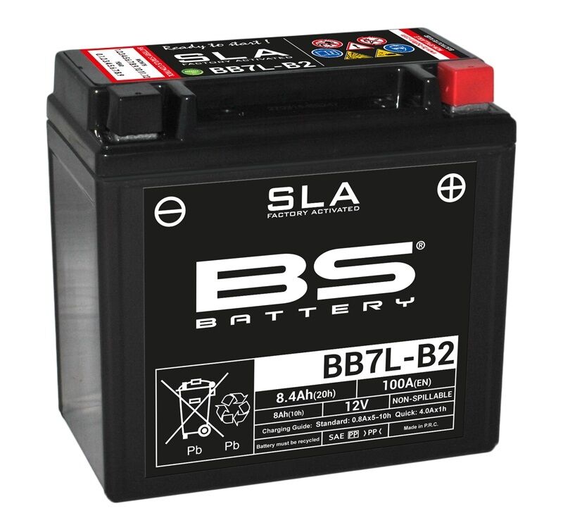 BS Battery Batería SLA libre de mantenimiento activada de fábrica - BB7L-B2 -
