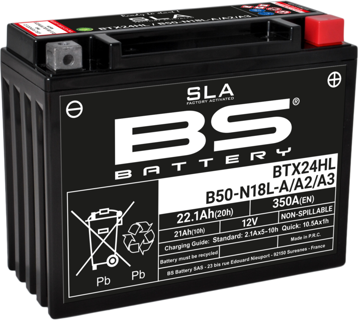 BS Battery Batería SLA libre de mantenimiento activada de fábrica - BTX24HL / B50-N18L-A / A2 / A3 -