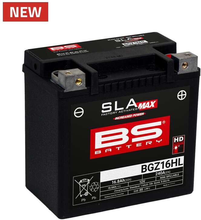 BS Battery Batería SLA Max Libre de Mantenimiento Activado de Fábrica - BGZ16HL -