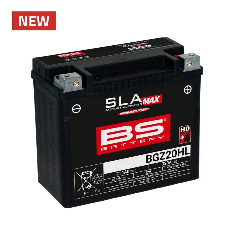 BS Battery Batería SLA Max Libre de Mantenimiento Activado de Fábrica - BGZ20HL -