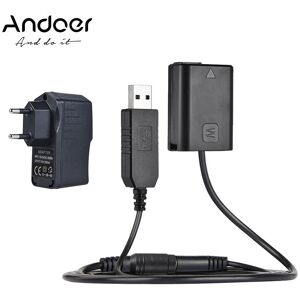 Andoer Batterie factice NP-FW50 + câble adaptateur secteur USB 5 V 3 A avec prise d'alimentation - Publicité