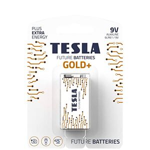 TESLA Batterie alcaline dorée 9 V (6LR61, 9 V, Blister) - Publicité