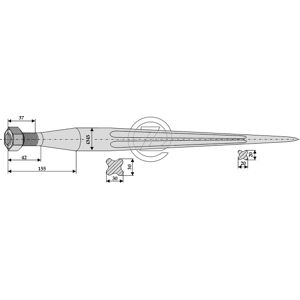 Dent de chargeur droite 820 mm 45 mm Adaptable