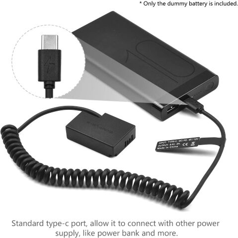 TOMTOP Type C à DR-E18 coupleur cc LP-E17 remplacement de batterie factice pour Canon RP EOS 77D 200D 250D 750D 760D 800D 850D rebelle T6S T6i T7i T8i SL2