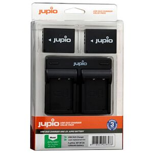 Jupio 2 st batterier motsv. Fuji NP-W126S, inkl. dubbel USB-laddare