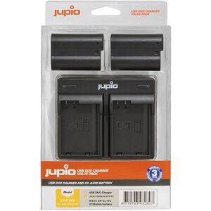 Jupio 2 st batterier motsv. Nikon EN-EL15c, inkl. dubbel USB-laddare