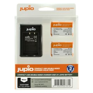 Jupio Batteripaket 1250mAh ersätter Sony NP-BX1 (2 st Batterier +USB laddare)