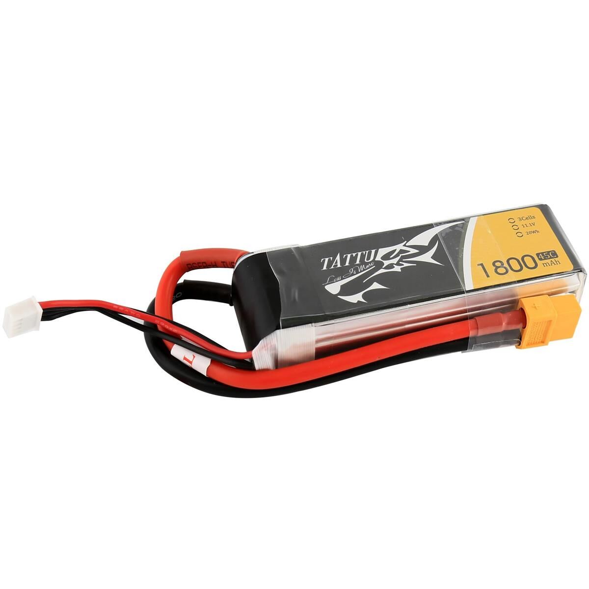 Tattu 1800mAh 11.1V 45C 3S1P Lipo Battery Pack with XT-60 Plug for Racing Drones