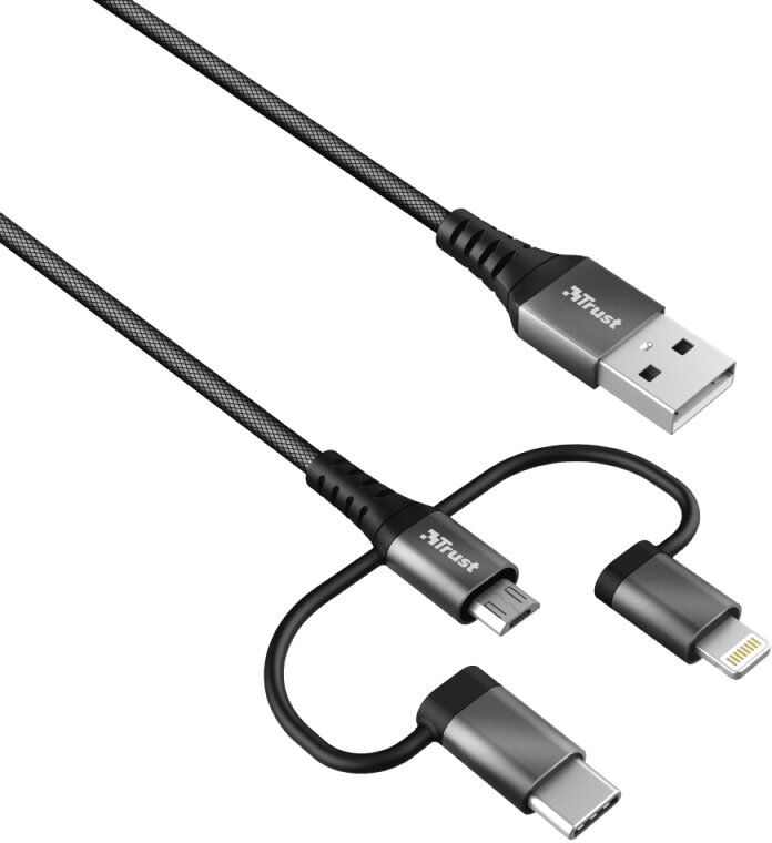 Trust keyla 3 en 1 cable usb 2.0 macho a usb-c/micro-usb/lightning macho