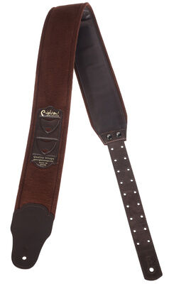 Alhambra Guitar Strap Leather Brown Brown with Alhambra logo