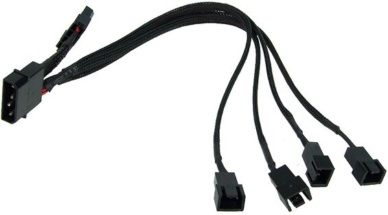 Phobya Y-Adapter 4Pin Molex auf 4x 3Pin (12V) 30cm - Schwarz