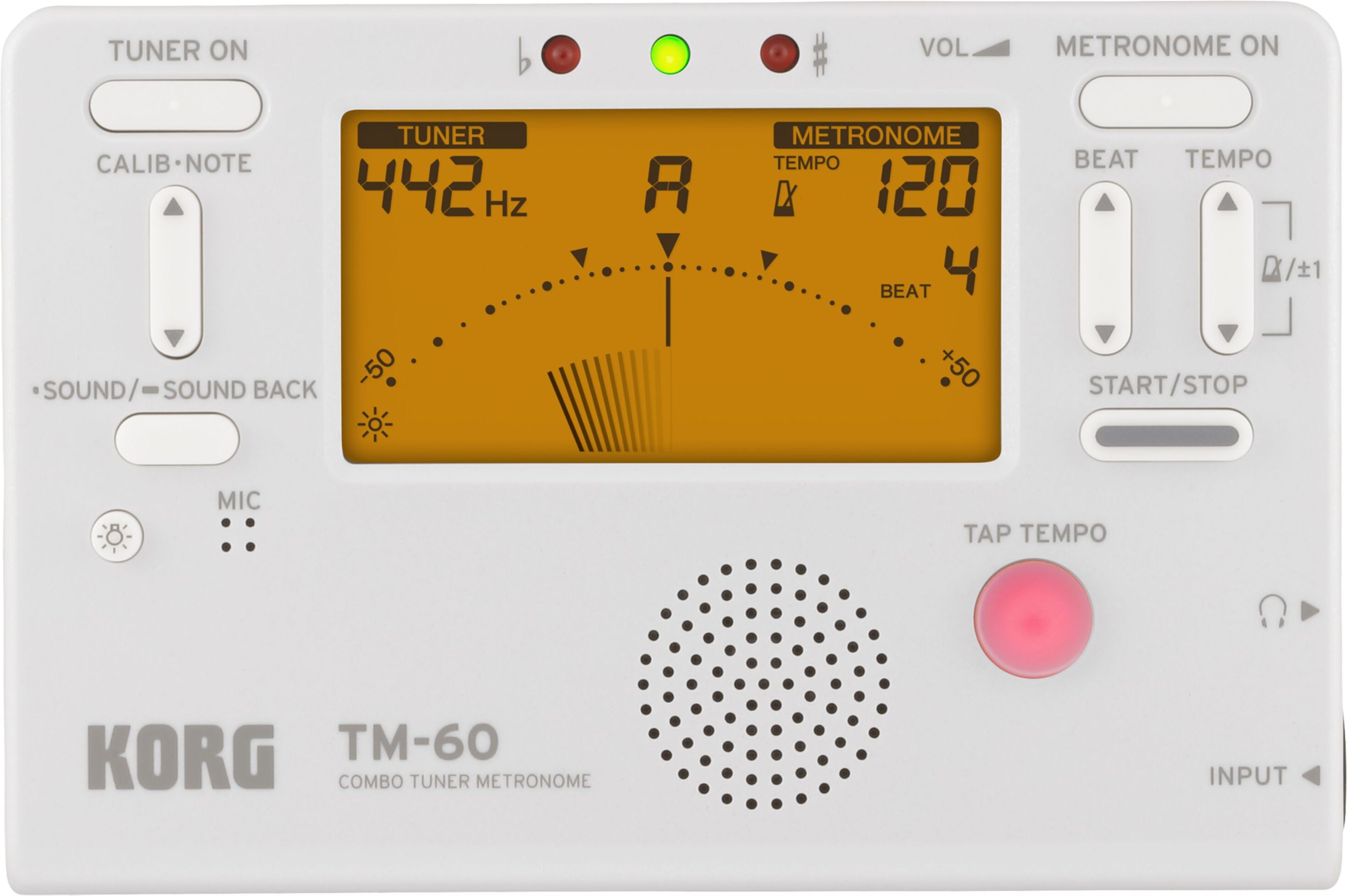 Korg TM-60 WH Combo Tuner Metronome - Chromatisches Stimmgerät