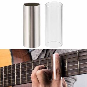 shopnbutik Metal elektrisk guitar glidende glas guitar slipstick fingerkit (sølv + gennemsigtig)