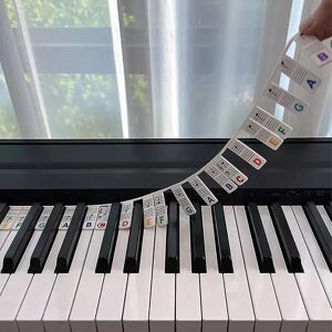 FLOWER LOST 88 tangenter Genanvendelige Silikone Klaver Keyboard Note Labels Klaver Notes Guide Stickers (farve: farverig)