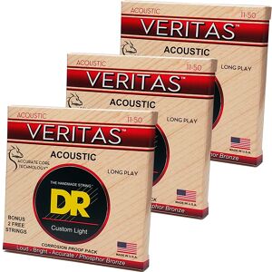 DR Strings VTA-11 Veritas western-guitar-strenge, 011-050, 3 Pack