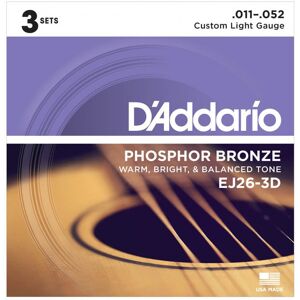 D'Addario EJ26-3D western-guitar-strenge, 011-052 (3 sæt)