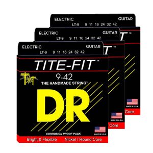 DR Strings LT-9 Tite-fit el-guitar-strenge, 009-042, 3-pack