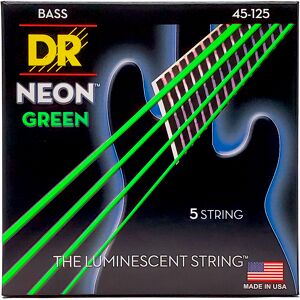 DR Strings NGB5-45 Hi-Def neon green 5-strenget bas-strenge, 045-125