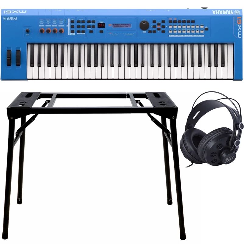 Yamaha MX61 II Blue Music Synthesizer + Teline (DPS10) & Kuulokkeet