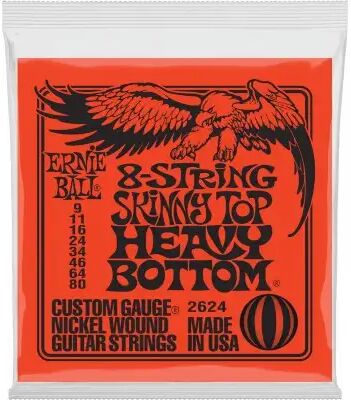 Ernie Ball Jeux électriques 8 cordes/ 2624 SKINNY TOP HEAVY BOTTOM 8C 9-80