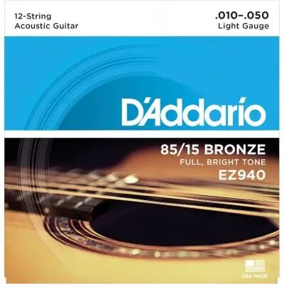 D'addario And Co Jeux folk 12 cordes/ EZ940 85/15 BRONZE 12C LIGHT 10-50