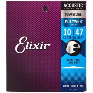 Elixir 11150 Bronze Polyweb 12 Corde 10-47 Corde Per Chitarra Acustica Confezioni Da 1-3