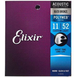 Elixir 11025 Bronzo Polyweb Luce Personalizzata 10-47 Corde Per Chitarra Acustica Confezioni Da 1-3