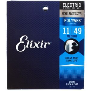 Elixir 12100 Polyweb Medium 11-49 Corde Per Chitarra Elettrica 1-3 Confezioni