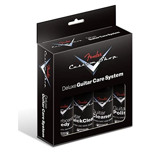 Fender ® »CUSTOM SHOP DELUXE GUITAR CARE SYSTEM« Onderhoudsset voor instrumenten 4 verschillende onderhoudsmiddelen