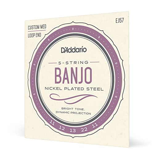 D'Addario EJ57 5-snarige Banjo-snaren, nikkel, aangepast medium, 11-22