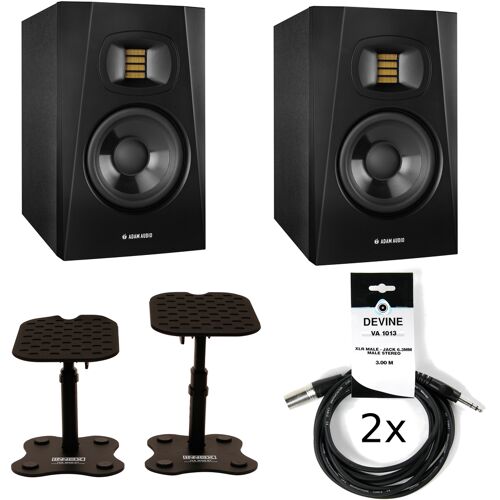 Adam T5V studio monitor set + statieven + kabels