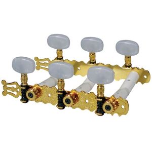 Boston 129-G  machine heads for classic guitar, nylon shaft, 3x left+3x right, 70mm, gold, pearloid buttons