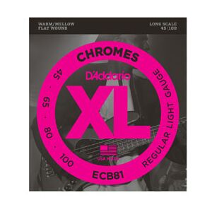 D'Addario ECB81 Chromes Bass, Light, 45-100, Long Scale Flatwound