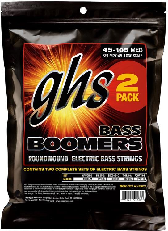 Ghs M3045 2-Pack Bass Boomers Medium (045-105)