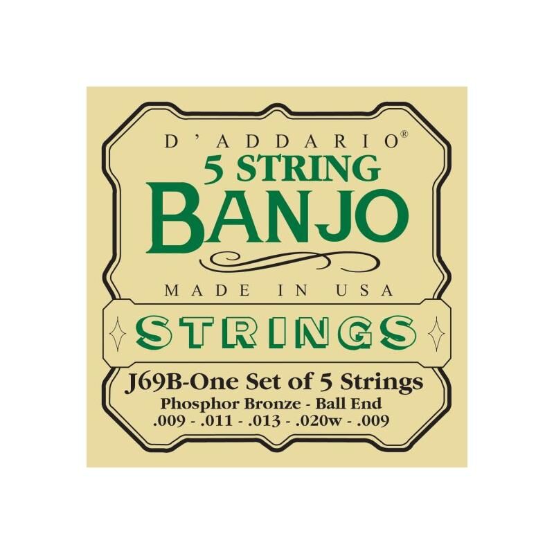 D'Addario Ej69b Light 5 Str. Banjo, Ball End.