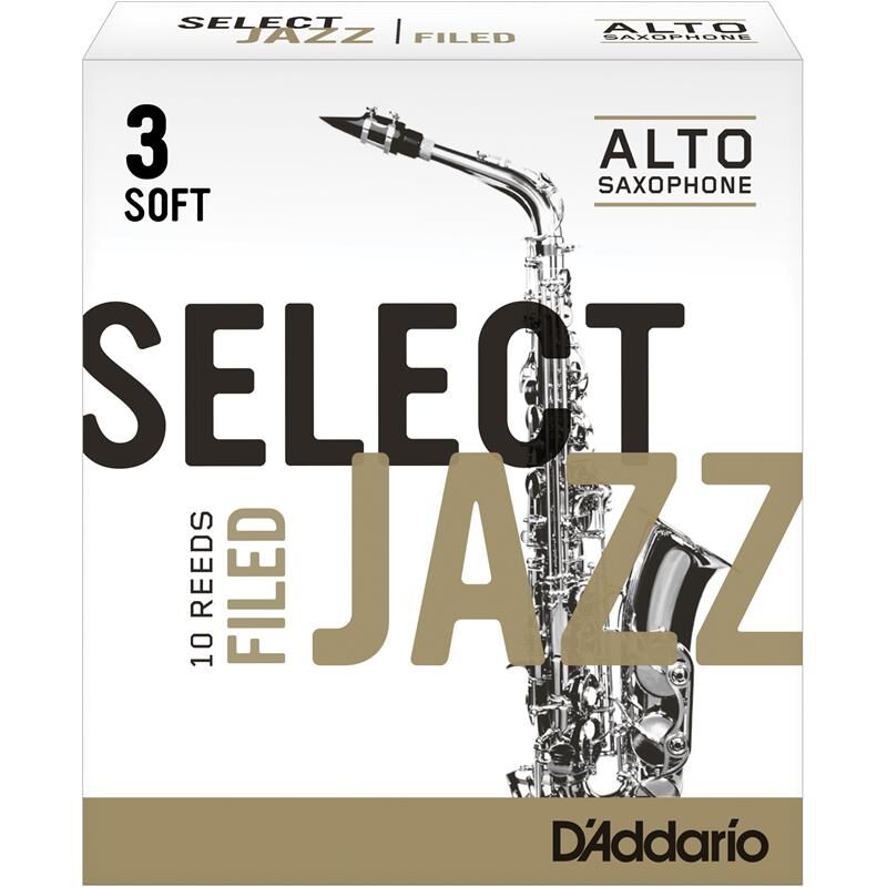 D'Addario Woodwinds Rico Select Jazz Filed Alt Sax 3s (Rsf10asx3s) 10pcs.