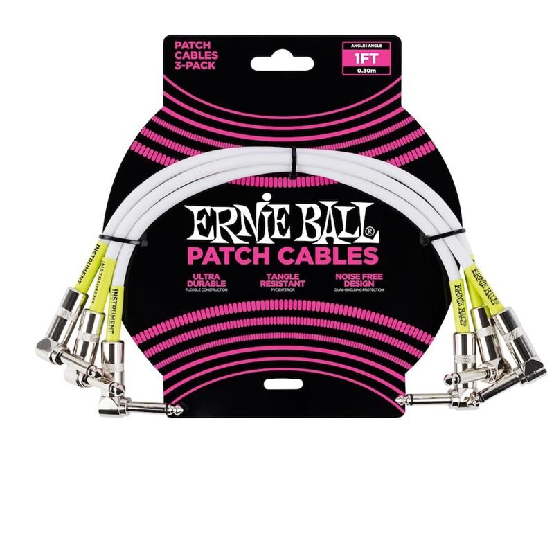 Ernie Ball Eb-6055 Patch-Kabel 30cm 3pack White