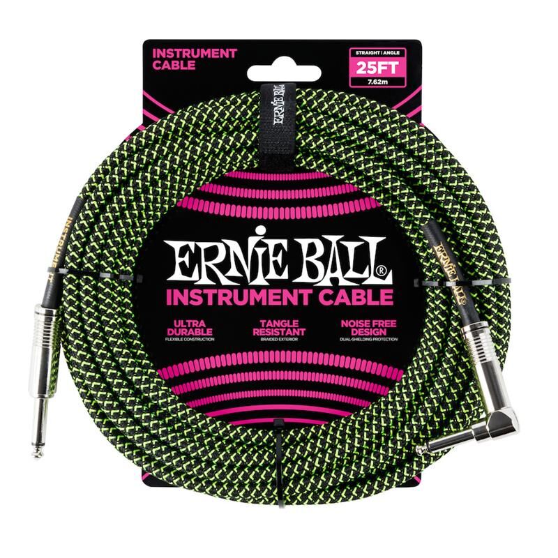 Ernie Ball Eb-6082 Instrumentkabel 5.4 Meter Sort & Grønn