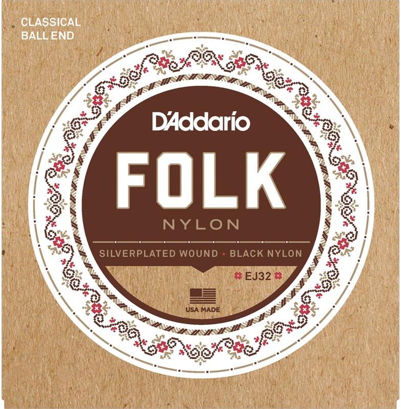 D'Addario Ej32 Classic Folk Silver (028-045) Blk Nylon Ball End