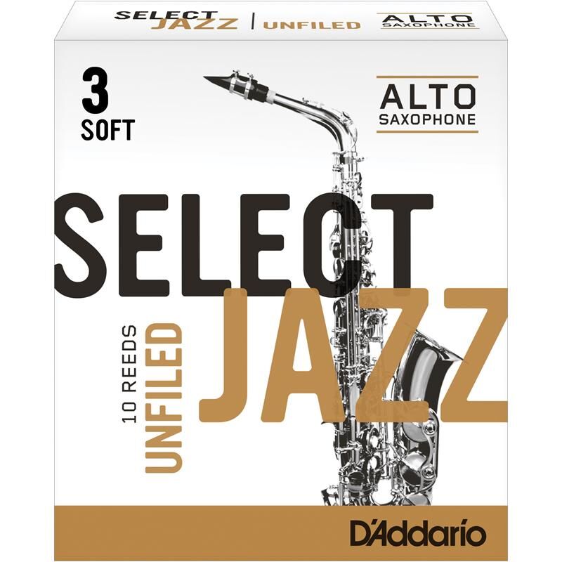D'Addario Woodwinds Rico Select Jazz Unfiled Alt Sax 3s (Rrs10asx3s) 10 Pcs.