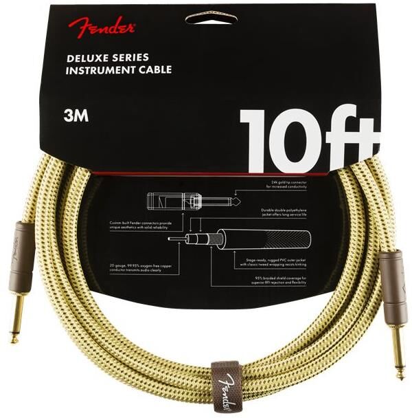 Fender Deluxe Series Instrument Cable Straight/straight, 10', Tweed