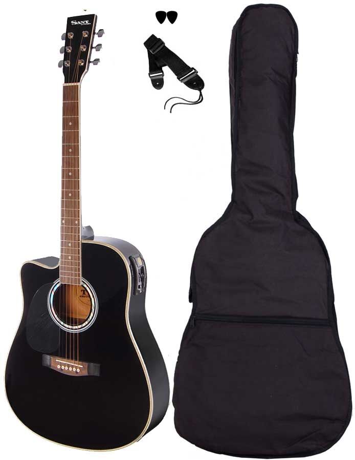 69 Sant Guitars AC-82EQL-BK venstrehendt gitar black