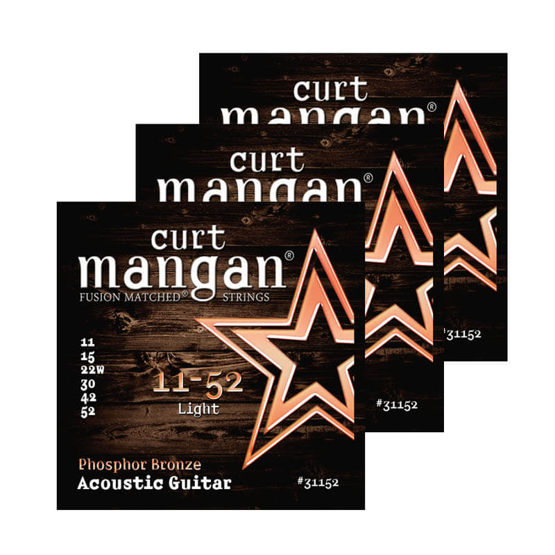 Curt Mangan 31152 Phosphor Bronze western-gitarstrenger 011-052, 3-pack