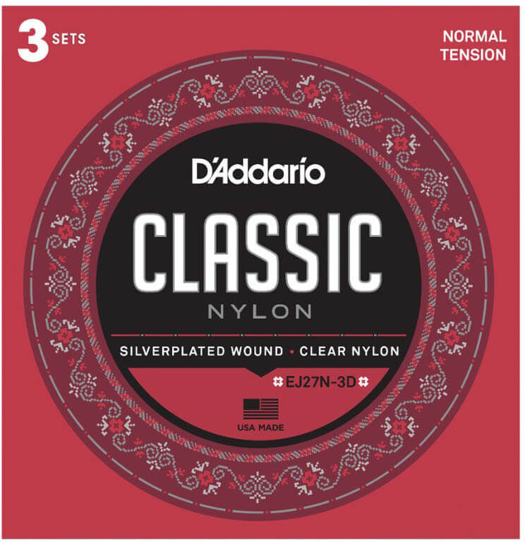 D'Addario EJ27N-3D gitarstrenger nylon, normal tension (3 sett)