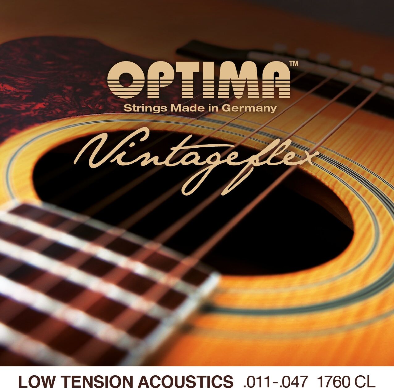 Optima VINTAGEFLEX ACOUSTICS Low Tension Custom Light .011-.047 - Strengesett til akustisk gitar